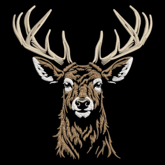 Realistic Deer Head Embroidery Design