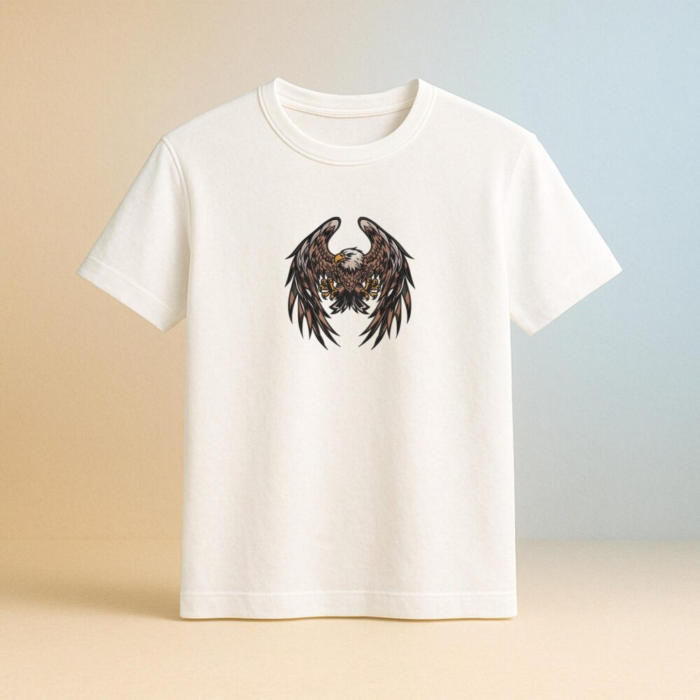 Majestic Eagle Embroidery Patriotic Bird,Round Neck Terry, 240 GSM